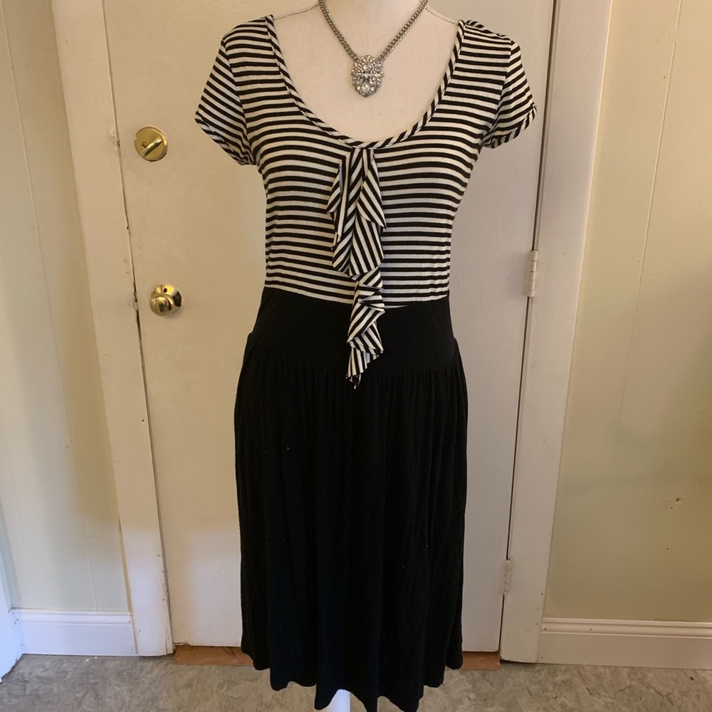 Striped top dress with flutter detail